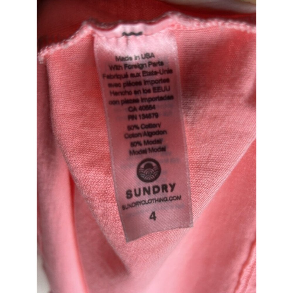 Sundry Nordstrom Basic Tee Womens Size 4 (Large) Pop Peach Scoop Neck Shirt NEW - Picture 4 of 4